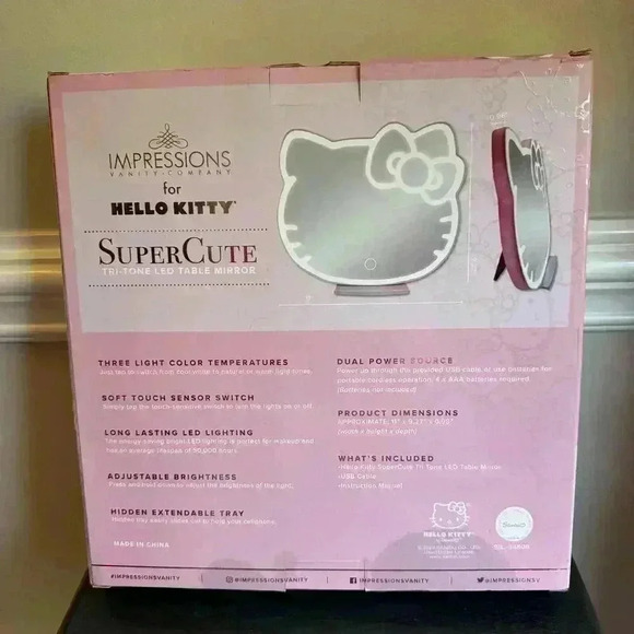 Impressions Vanity Company X HELLO KITTY Skin Care/ Vanity LED Table Mirror NEW - Picture 2 of 4